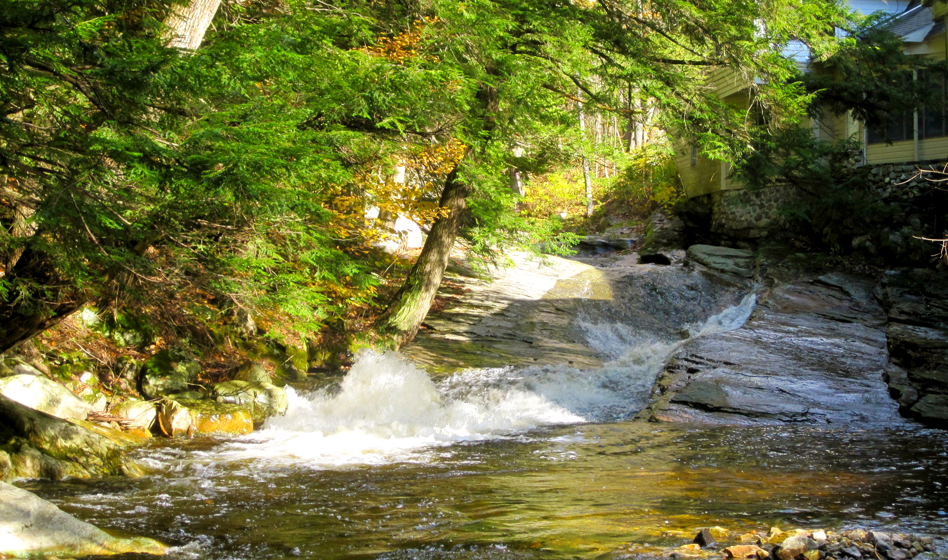 River stream near restaurant